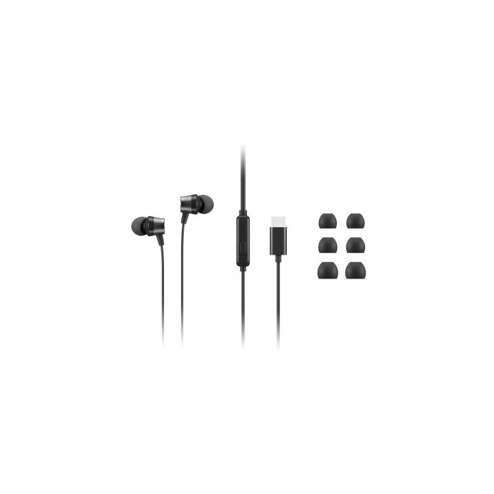 Lenovo 4XD1J77351 auricular y casco Auriculares Alámbrico Dentro de oído Oficina/Centro de llamadas USB Tipo C Negro