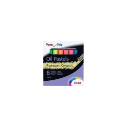 Pentel Oil Pastels Pack de 6 Pasteles Oleo Fluorescentes - Blandos, Cremosos y de Secado Lento - Colores Fluorescentes Surtidos
