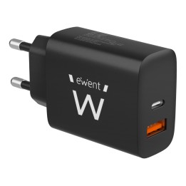 Ewent EW1319 cargador de dispositivo móvil Universal Negro Corriente alterna Carga rápida Interior