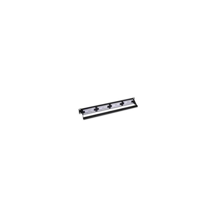 AISENS Panel De Parcheo De 24 Puertos RJ45 Cat.6 UTP, 19" 1U Dual IDC Con Gestion De Cables, Negro