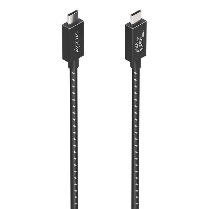 AISENS Cable USB4 Gen3x2 Aluminio 40Gbps 8K@60Hz 5A 48V 240W E-Mark, Tipo USB-C/M-USB-C/M, Negro, 1.0m