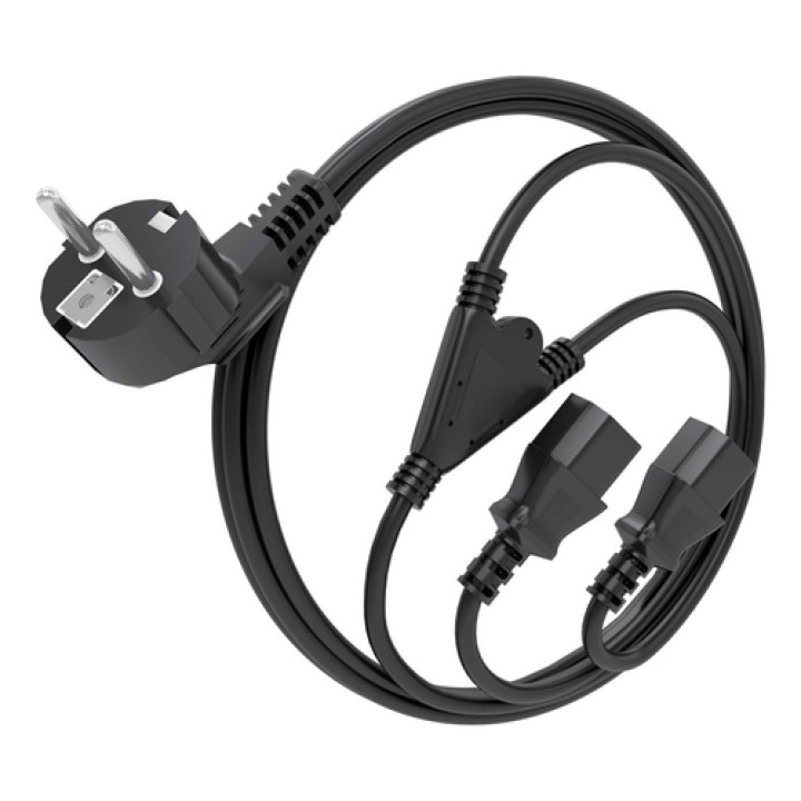 AISENS Cable Alimentacion CPU, CEE7/M-2xC13/H, Negro, 1.8M