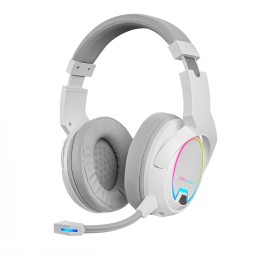 Mars Gaming MHW-100 Blanco Auriculares Inalámbricos ARGB Flow Micrófono ENC Extraíble Ultraligeros Cancelación de Ruido Activa