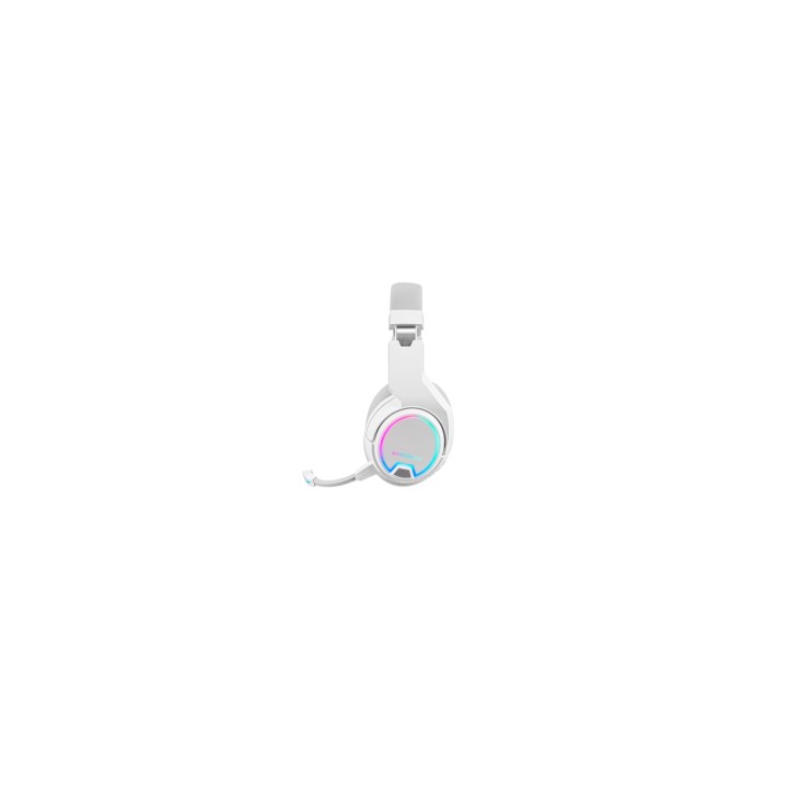 Mars Gaming MHW-100 Blanco Auriculares Inalámbricos ARGB Flow Micrófono ENC Extraíble Ultraligeros Cancelación de Ruido Activa