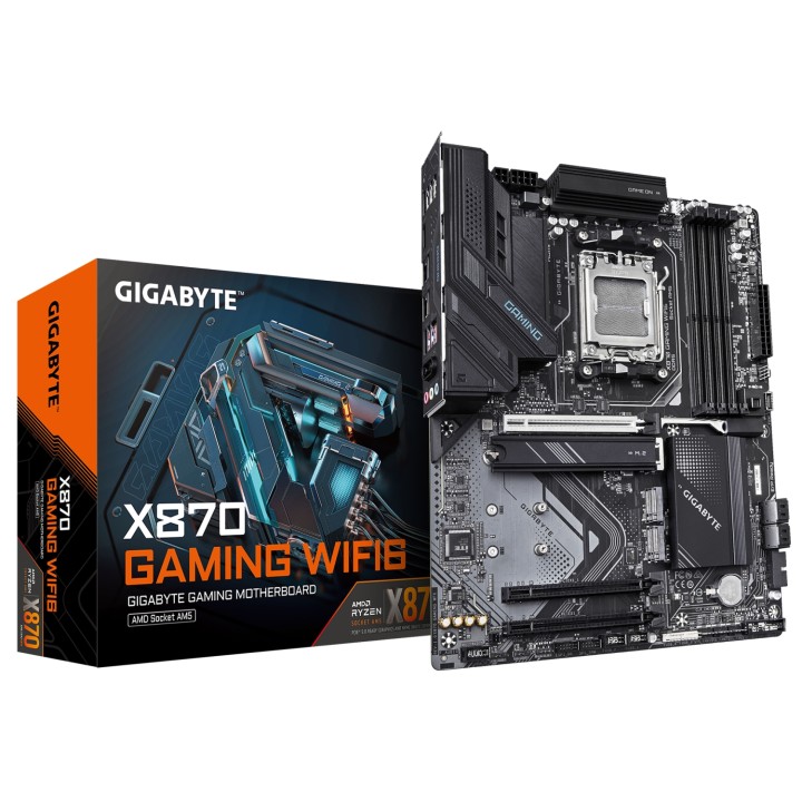 GIGABYTE X870 GAMING WIFI6 Placa Base - Compatible con CPUs AMD Ryzen 9000, 8+2+2 fases VRM, hasta 8000MHz DDR5 (OC), 1xPCIe