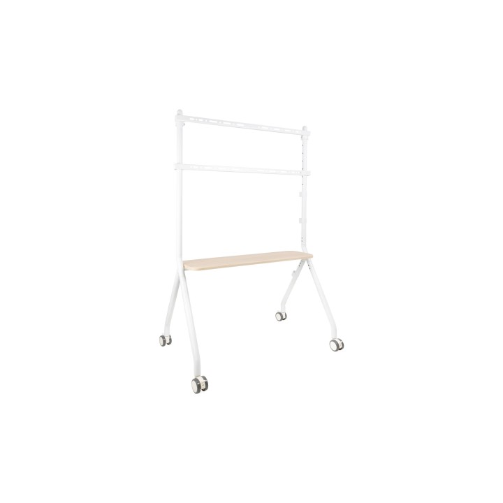 TooQ iLOVE Soporte de Suelo con Ruedas para Pantalla 49"-80", Blanco y Haya