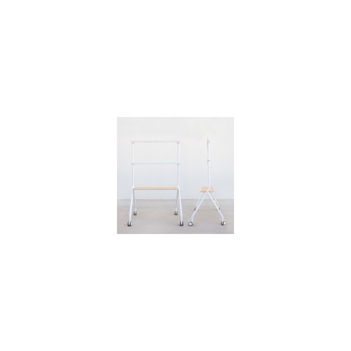 TooQ iLOVE Soporte de Suelo con Ruedas para Pantalla 49"-80", Blanco y Haya