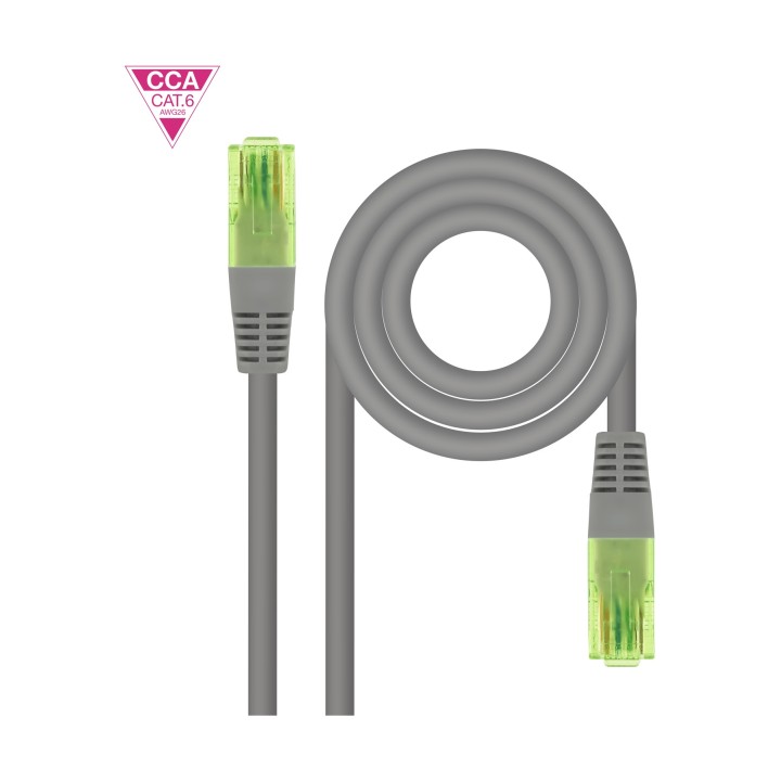 Nanocable Cable de Red Latiguillo RJ45 CAT.6 UTP AWG26 CCA, Gris, 7 m
