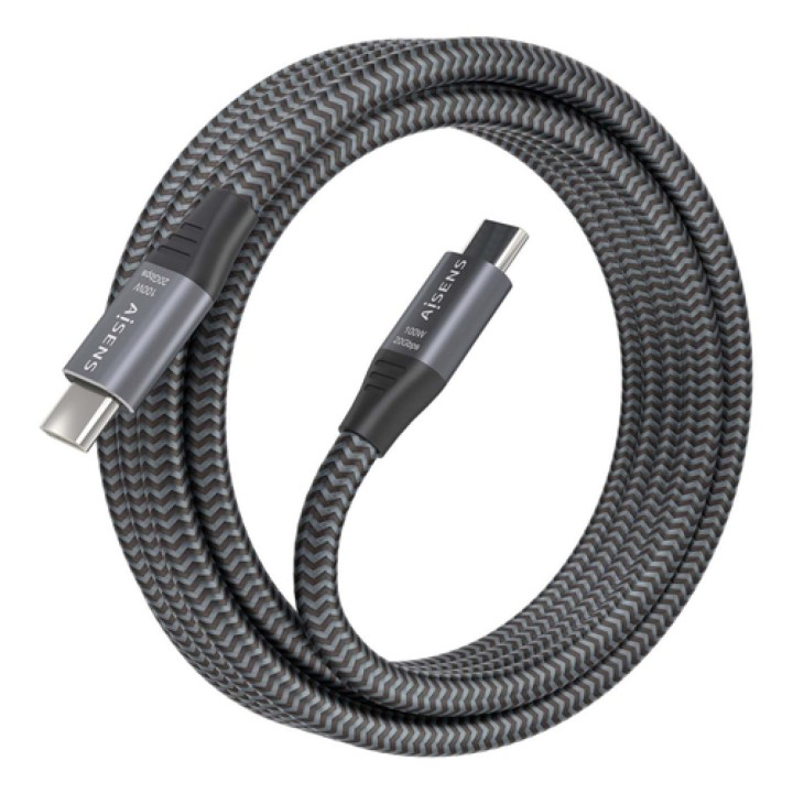 AISENS Cable USB 3.2 Gen2x2 Aluminio 20Gbps 8K@30Hz 5A 100W E-Mark, Tipo USB-C/M-USB-C/M, Gris, 3.0m