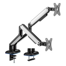 AISENS Soporte De Mesa RGB Gaming Contrapeso Giratorio E Inclinable Para Monitor/TV 9kg (3 Pivotes, 2 Brazos) De 17-32,