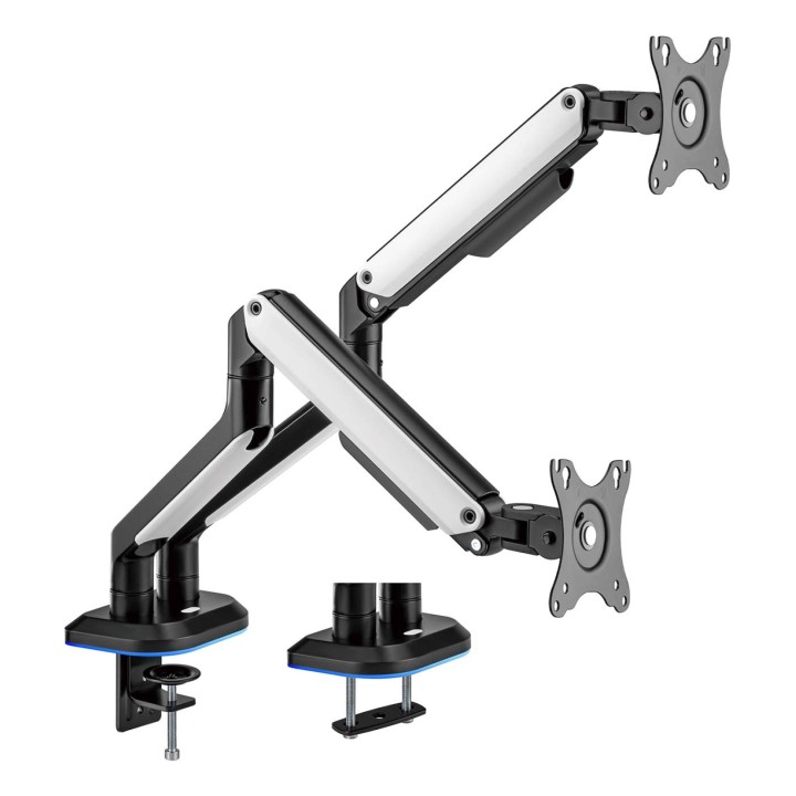 AISENS Soporte De Mesa RGB Gaming Contrapeso Giratorio E Inclinable Para Monitor/TV 9kg (3 Pivotes, 2 Brazos) De 17-32,