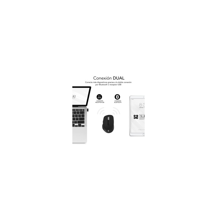 SUBBLIM Ratón CURVE ERGO DUAL MOUSE BATTERY BLACK