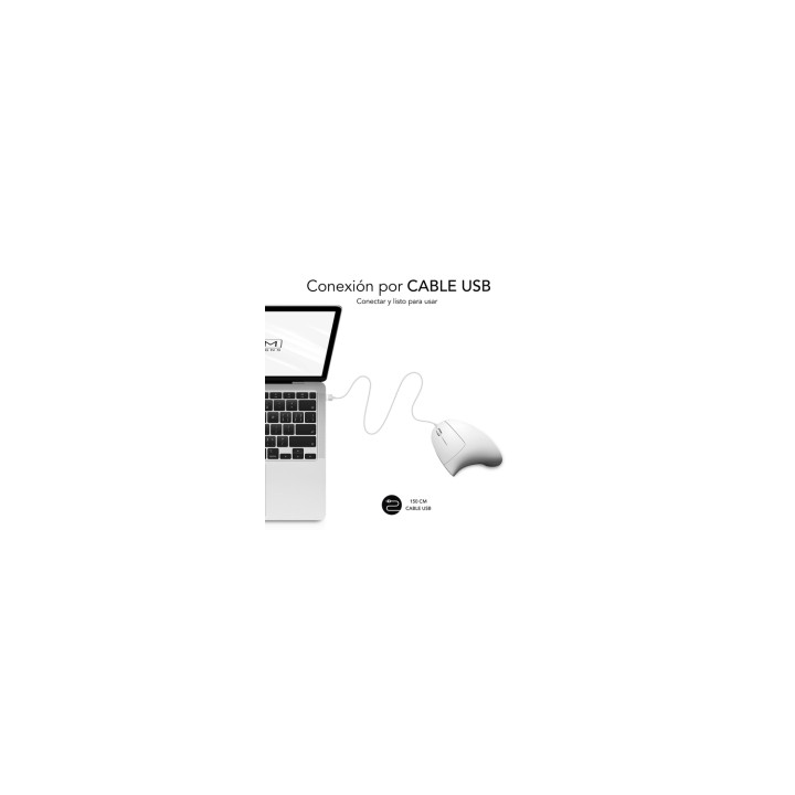 SUBBLIM Ratón GLIDE VERTICAL ERGO WIRED MOUSE WHITE