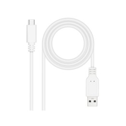 Nanocable Cable USB 2.0 3A, tipo USB-C/M-A/M, Blanco, 1 m