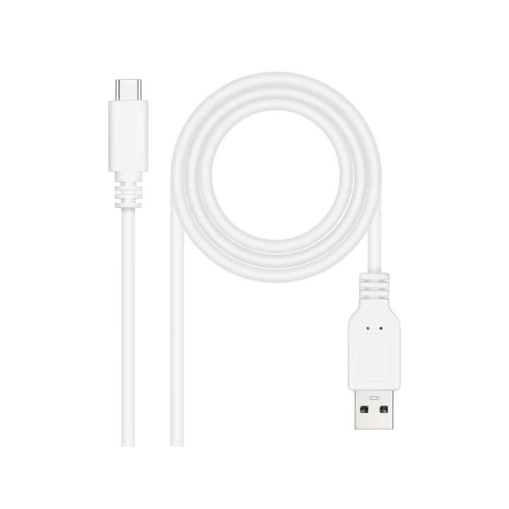Nanocable Cable USB 2.0 3A, tipo USB-C/M-A/M, Blanco, 2 m