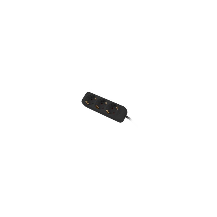 Lanberg PS0-03F-0150-BK base múltiple 1,5 m 3 salidas AC Interior Negro