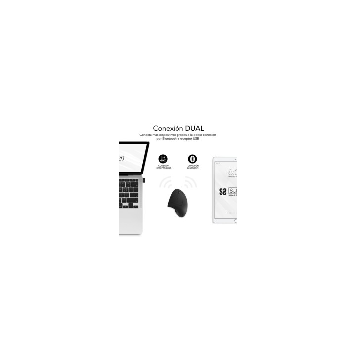 SUBBLIM Ratón GLIDE VERTICAL ERGO DUAL MOUSE BATTERY BLACK
