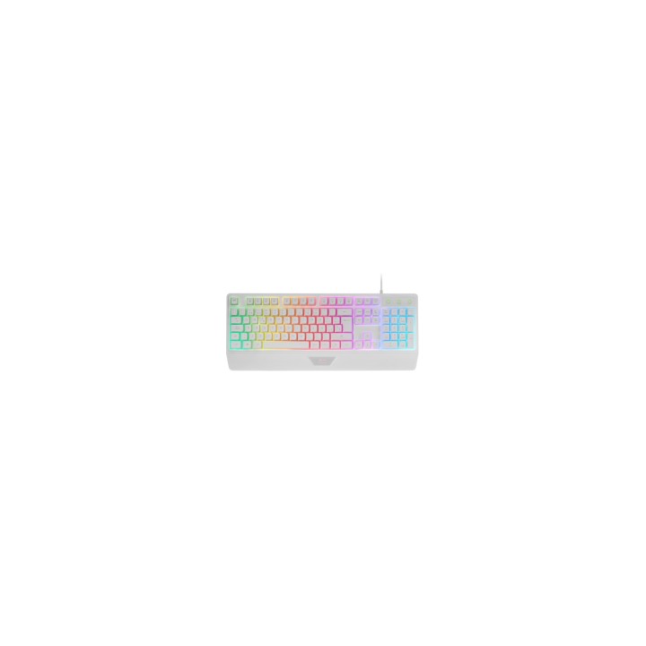 Mars Gaming MK124, Teclado Ergonómico H-Mech, Reposamuñecas Integrado, Iluminación FRGB Rainbow, Teclado Gaming Antighosting