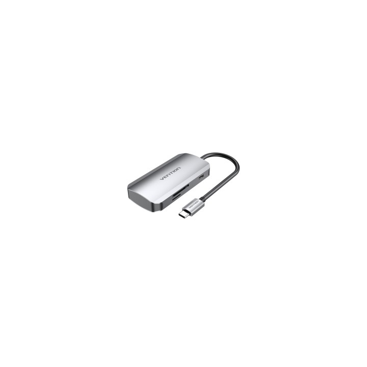 Vention Docking USB Tipo-C TNHHB/ 3xUSB/ 1xUSB Tipo-C PD/ 1xLector Tarjetas SD y MicroSD/ Gris