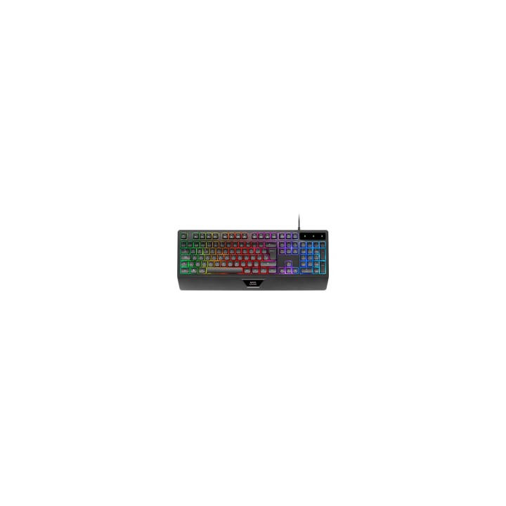 Mars Gaming MK124, Teclado Ergonómico H-Mech, Reposamuñecas Integrado, Iluminación FRGB Rainbow, Teclado Gaming Antighosting