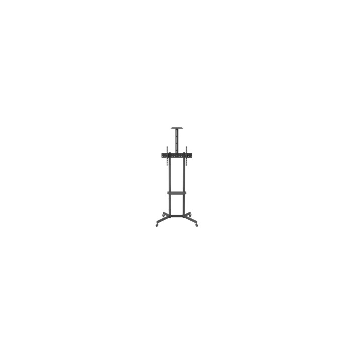 AISENS Soporte De Suelo Eco Con Rueda, Bandeja Para DVD Y Soporte De Cámara Para Monitor/TV 45kg De 37-70, Negro