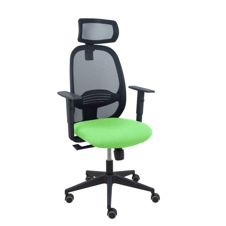 Piqueras y Crespo Silla Cilanco negra malla negra asiento bali pistacho brazo regulable cabecero regulable