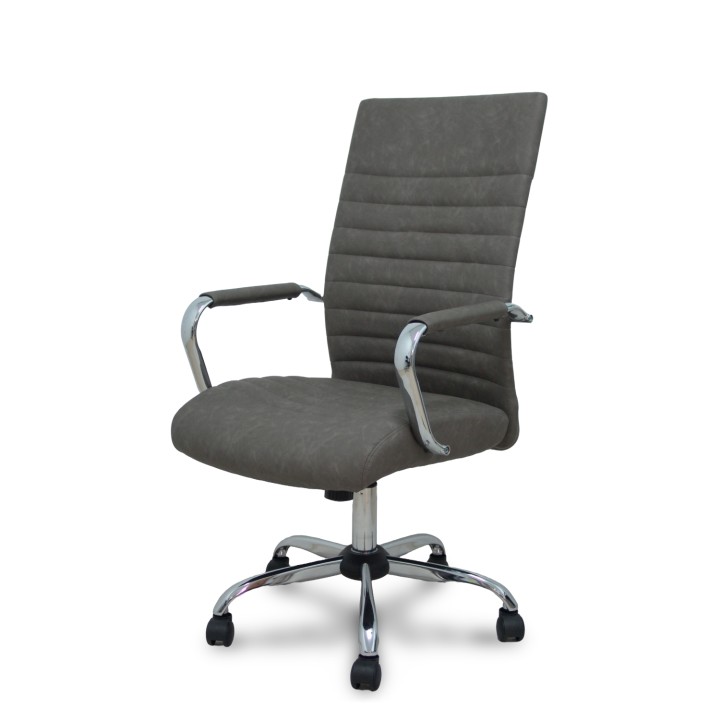 Piqueras y Crespo Sillón Opti527CR cromada basculante similpiel gris base cromada