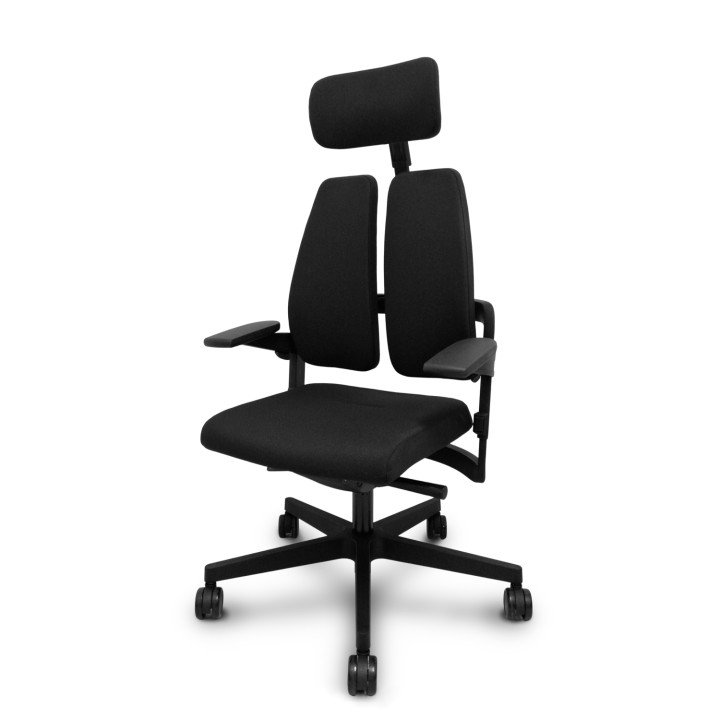 Piqueras y Crespo Silla Xilium Duo traslack tejido era negro brazos 3D y cabecero
