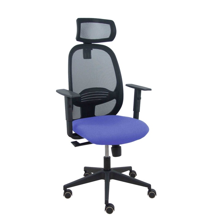 Piqueras y Crespo Silla Cilanco negra malla negra asiento bali azul claro brazo regulable cabecero regulable