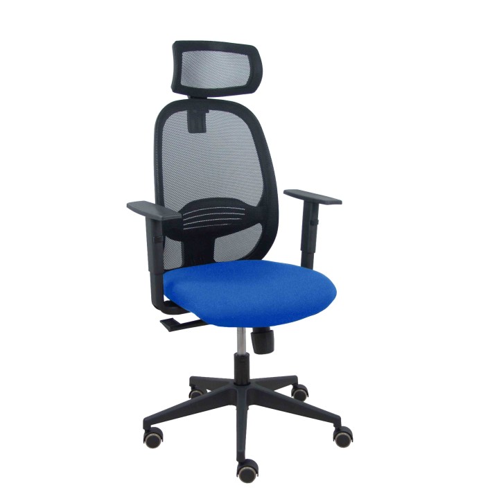 Piqueras y Crespo Silla Cilanco negra malla negra asiento bali azul brazo regulable cabecero regulable
