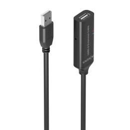AISENS Cable USB 2.0 Prolongador con Amplificador, Tipo A/M-A/H, Negro, 5.0m
