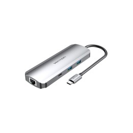 Vention Docking USB Tipo-C TOMHB/ 1xHDMI/ 2xUSB/ 1xUSB Tipo-C/ 1xUSB Tipo-C PD/ 1xRJ45/ 1xLector Tarjetas SD y MicroSD/ Jack