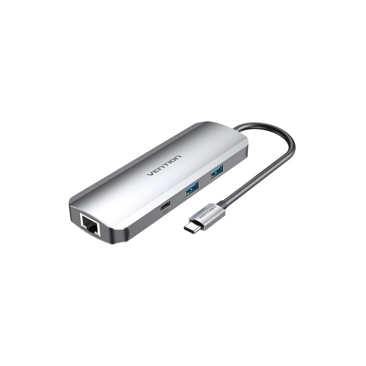 Vention Docking USB Tipo-C TOMHB/ 1xHDMI/ 2xUSB/ 1xUSB Tipo-C/ 1xUSB Tipo-C PD/ 1xRJ45/ 1xLector Tarjetas SD y MicroSD/ Jack