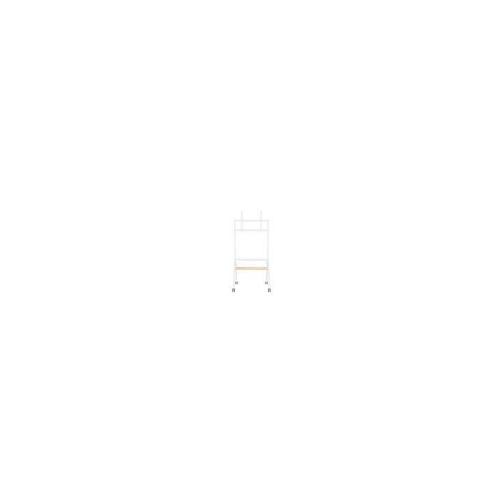 AISENS Soporte de suelo eco con rueda, 1 bandeja para pantalla interactiva/TV 80kg de 37-86, Blanco+Madera