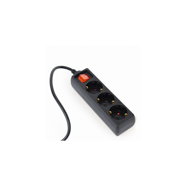 Gembird EG-PSU3-01 base múltiple 0,6 m 3 salidas AC Interior Negro