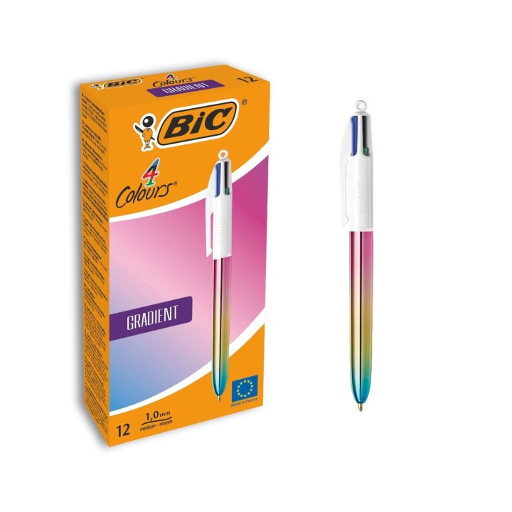 BIC 511034 bolígrafo Negro, Azul, Verde, Rojo Bolígrafo de punta retráctil con pulsador Medio 12 pieza(s)