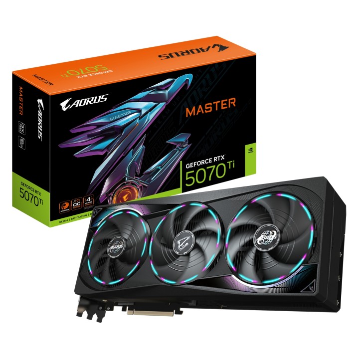 GIGABYTE AORUS GeForce RTX 5070 Ti MASTER 16G Tarjeta Gráfica - 16GB GDDR7, 256 bits, PCI-E 5.0, XXXX MHz Core Clock, 3 x DP
