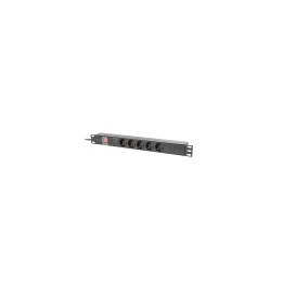 Lanberg PDU-05F-0200-BK unidad de distribución de energía (PDU) 5 salidas AC 1U Negro