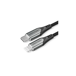 Vention Cable USB 2.0 Tipo-C Lightning TACHH/ USB Tipo-C Macho - Lightning Macho/ 2m/ Gris y Negro
