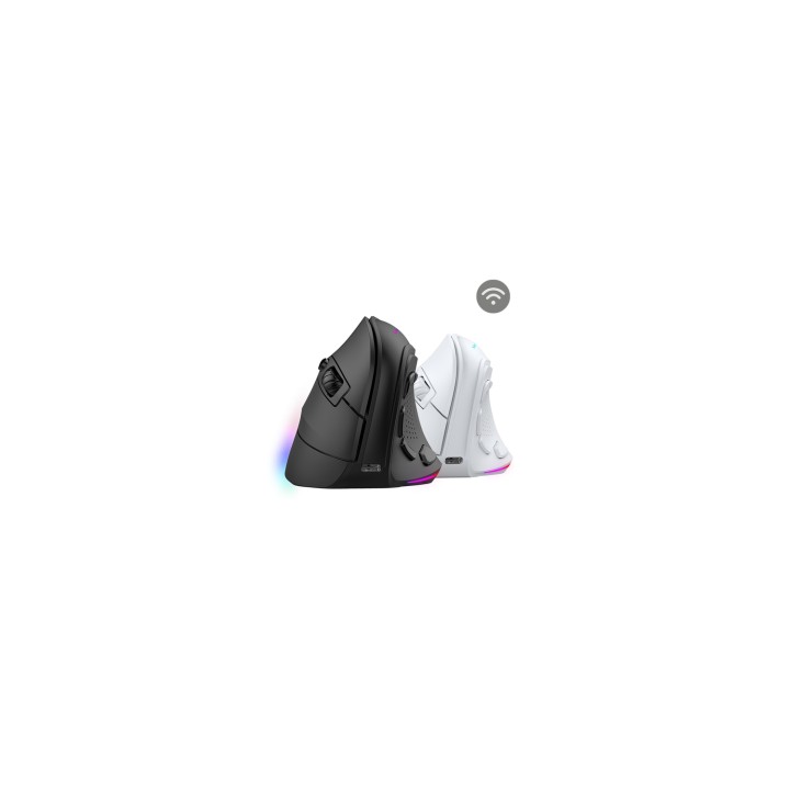 Mars Gaming MM-SK, Ratón Gaming Inalámbrico Vertical, Diseño Ergonómico, Iluminación RGB Chroma, Sensor Óptico Pixart 8400DPI,