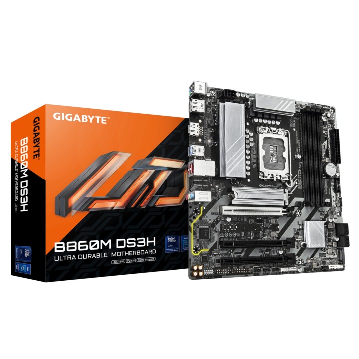 GIGABYTE B860M DS3H Placa base - CPUs Intel Core Ultra, VRM de 5+1+2+1 fases, hasta 9066MHz DDR5, 1xPCIe 5.0 + 1xPCIe 4.0 M.2,