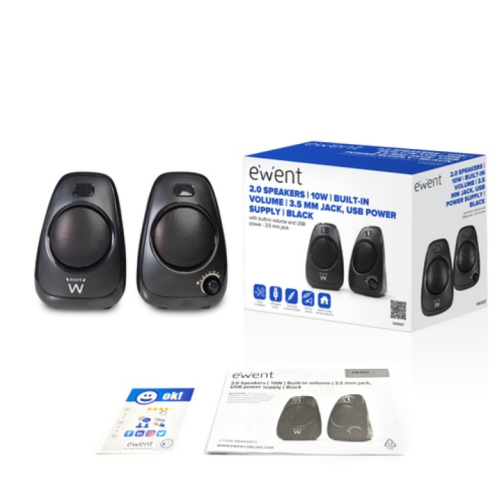 Ewent EW3527 altavoz Negro Alámbrico 6 W