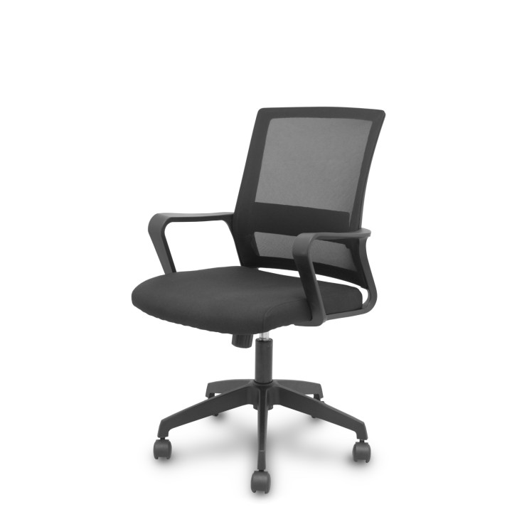 Piqueras y Crespo Silla Ergo535 negra basculante respaldo malla negro asiento tela negro ruedas nailon