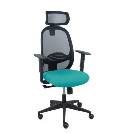 Piqueras y Crespo Silla Cilanco negra malla negra asiento bali turquesa brazo regulable cabecero regulable