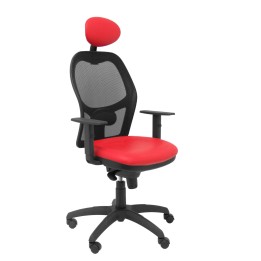 SILLA JORQUERA MALLA NEGRO CABECERO FIJO ASIENTO SIMILPIEL ROJO 15SNSPRJC