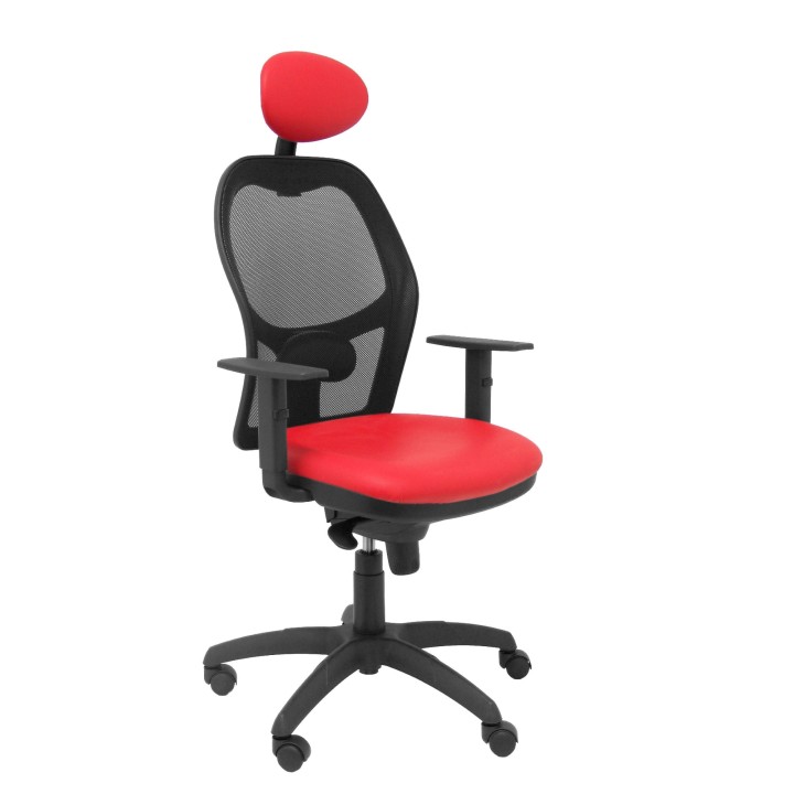SILLA JORQUERA MALLA NEGRO CABECERO FIJO ASIENTO SIMILPIEL ROJO 15SNSPRJC
