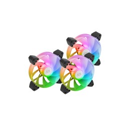 Mars Gaming MF-3AR, Kit 3x Ventiladores 120mm FDB, Aspas Invertidas, Iluminación ARGB 360° Sin Marco, Iluminación Anillo