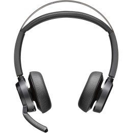 POLY Auriculares Voyager Focus 2 USB-C-C + adaptador USB-C/A + base de carga