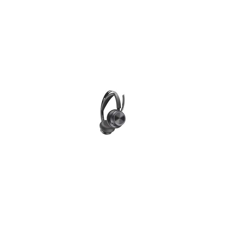 POLY Auriculares Voyager Focus 2 USB-C-C + adaptador USB-C/A + base de carga