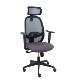Piqueras y Crespo Silla Cilanco negra malla negra asiento bali gris oscuro brazo regulable cabecero regulable